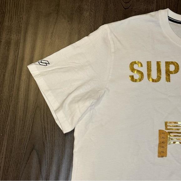 NTW Superdry Men’s White Corporate Logo Gold Foil T-Shirt Size 3XL M1011253A - Picture 4 of 11